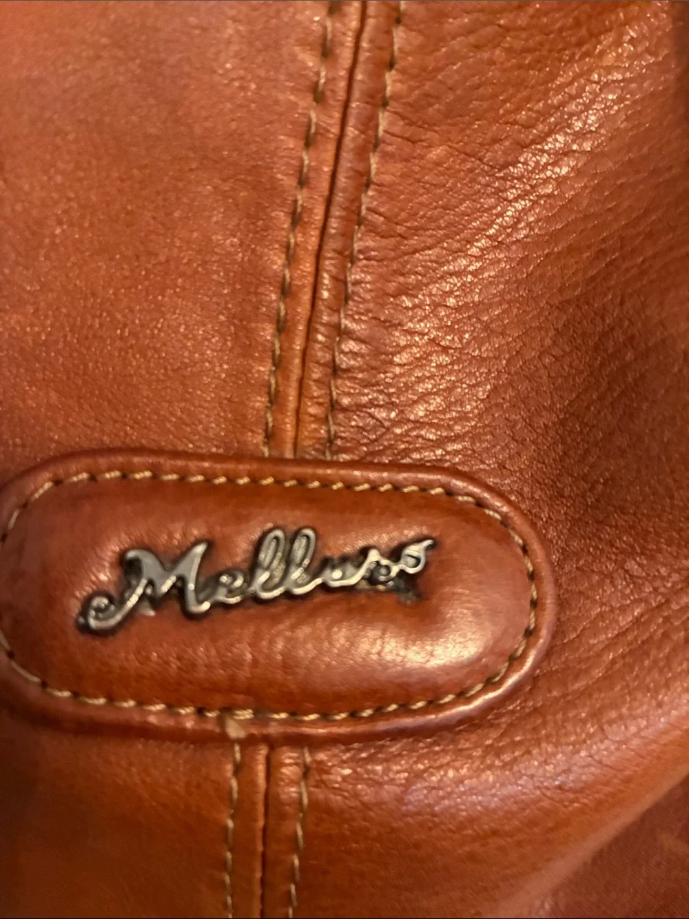 Meluso Cognac Brown Leather Hobo Shoulder Bag (large)